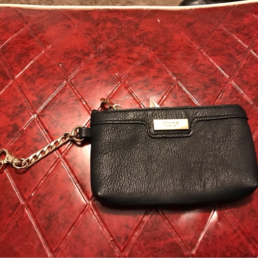 Dune London Coin Purse Black Leather Gold Hardware Small EUC